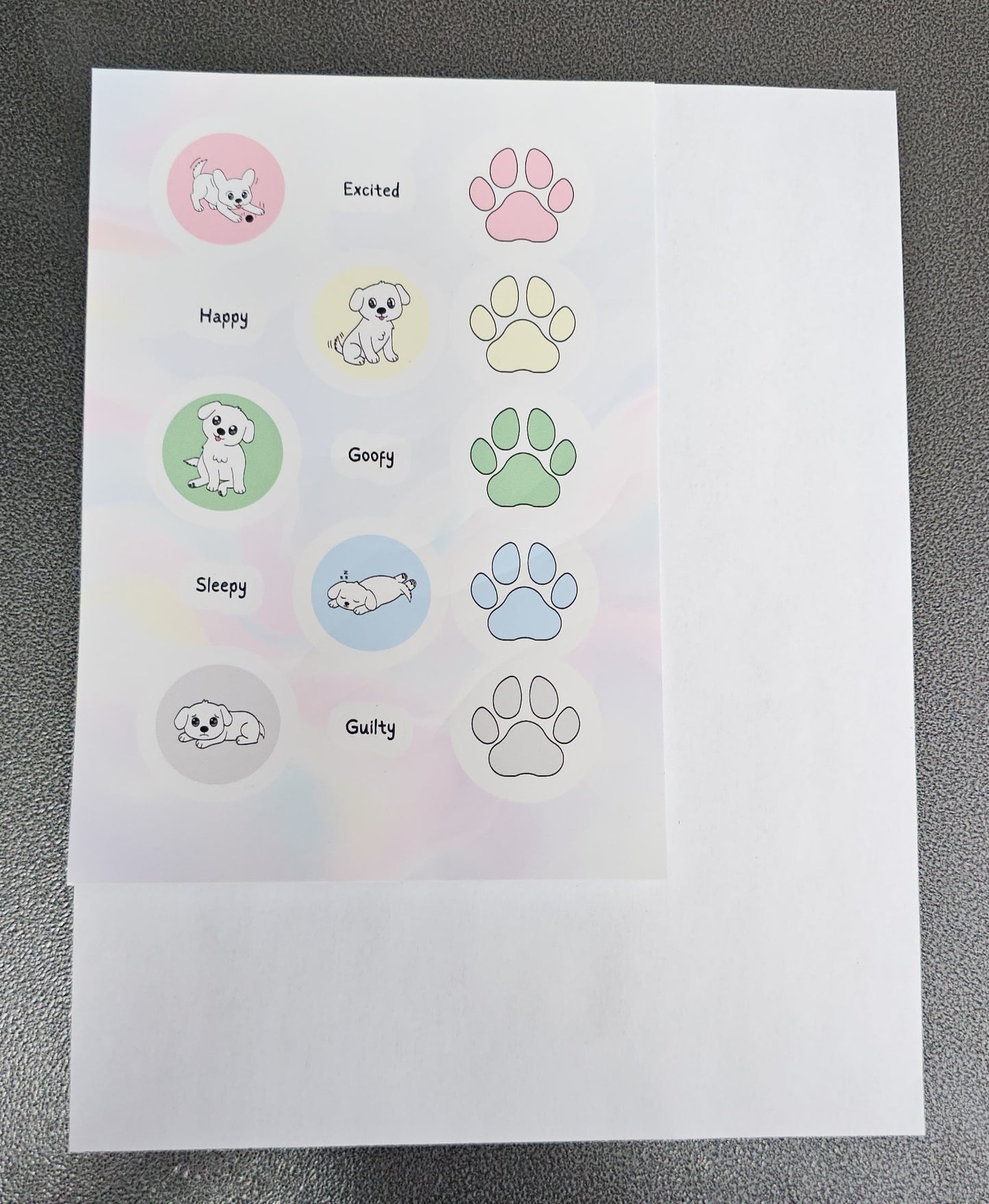Pastel Dog Mood Sticker Sheet