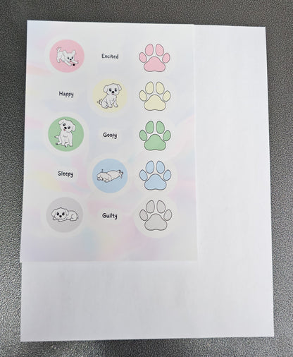 Pastel Dog Mood Sticker Sheet